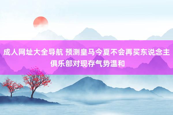 成人网址大全导航 预测皇马今夏不会再买东说念主 俱乐部对现存气势温和