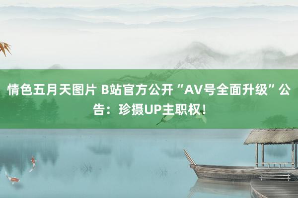 情色五月天图片 B站官方公开“AV号全面升级”公告：珍摄UP主职权！