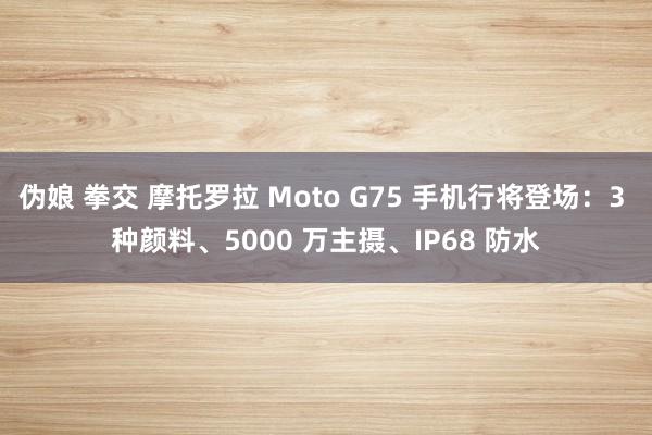 伪娘 拳交 摩托罗拉 Moto G75 手机行将登场：3 种颜料、5000 万主摄、IP68 防水